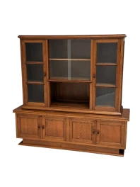 Art Deco Bookcase or Display Cabinet with Glass Sliding Doors, 1930s